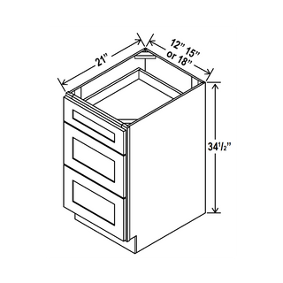 Double Smokey Gray - 15"W Vanity Drawer Base Cabinet