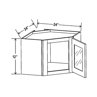 Aston Green - 24"W × 12"H Glass-Door Diagonal Corner Wall Cabinet