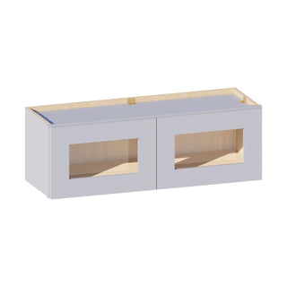 Dove Gray - 36"W × 12"H Glass-Door Wall Cabinet