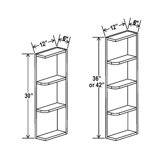 Double Dove White - 6"W × 30"H Open Shelf Wall End Cabinet