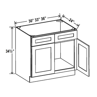 Double Smokey Gray - 36"W Sink Base Cabinet