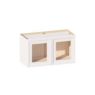 Slim Dove White - 27"W × 15"H Glass-Door Wall Cabinet