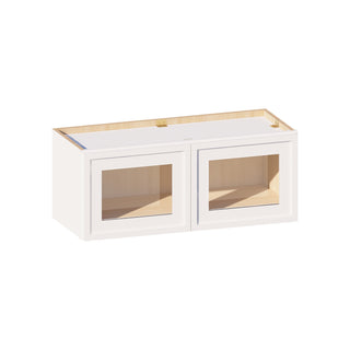 Slim Dove White - 30"W × 12"H Glass-Door Wall Cabinet