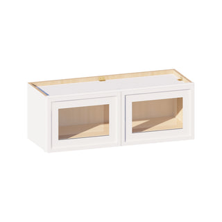 Slim Dove White - 33"W × 12"H Glass-Door Wall Cabinet