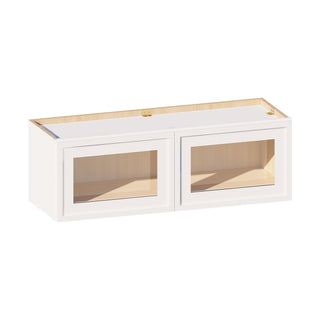 Slim Dove White - 36"W × 12"H Glass-Door Wall Cabinet