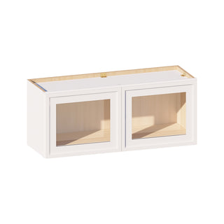 Slim Dove White - 36"W × 15"H Glass-Door Wall Cabinet