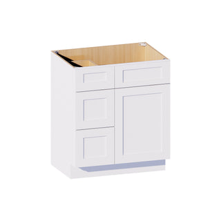 Classic White - 30"W Offset-Sink Vanity Combo Cabinet (Drawer on Left)