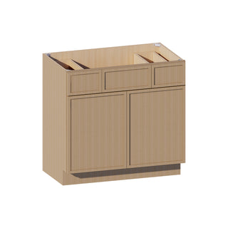 Slim White Oak - 36"W Centered-Sink Vanity Combo Cabinet