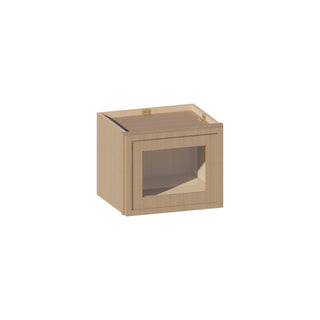 Slim White Oak - 15"W × 12"H Glass-Door Wall Cabinet