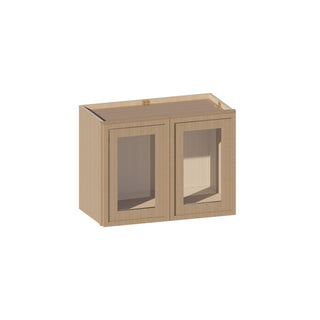 Slim White Oak - 24"W × 18"H Glass-Door Wall Cabinet