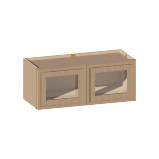 Slim White Oak - 30"W × 12"H Glass-Door Wall Cabinet