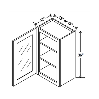 Aston Green - 15"W × 36"H Glass-Door Wall Cabinet