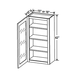 Aston Green - 18"W × 42"H Glass-Door Wall Cabinet