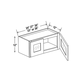 Aston Green - 36"W × 12"H Glass-Door Wall Cabinet