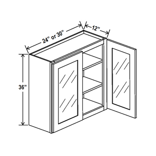 Aston Green - 24"W × 36"H Glass-Door Wall Cabinet