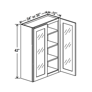 Aston Green - 30"W × 42"H Glass-Door Wall Cabinet