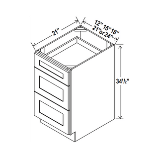 Classic White - 21"W Vanity Drawer Base Cabinet - homecabinets