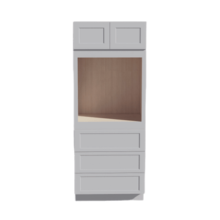 HA - OC3384: Ash Gray Shaker 33"W x 84"H x 24"D 2 Doors & 3 Drawers Tall Oven Shelf Cabinets - homecabinets