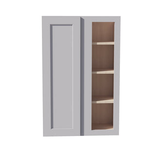HA - WBC2742: Ash Gray Shaker 27"W x 42"H 1 Door & 2 Shelves Wall Blind Corner Cabinets - homecabinets