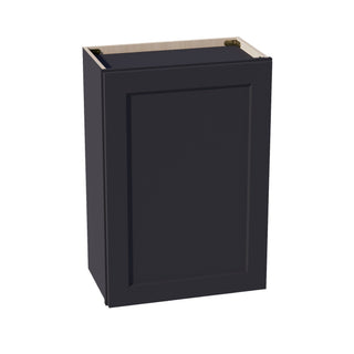 HE - W2130: Ebony Black Shaker 21"W x 30"H 1 Door & 2 Shelves Standard Wall Cabinet - homecabinets