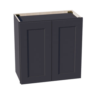 HE - W2424: Ebony Black Shaker 24"W x 24"H 2 Doors Standard Wall Bridge Cabinet - homecabinets