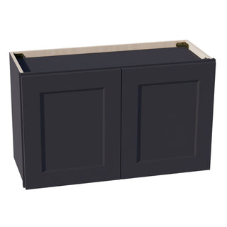 HE - W3018: Ebony Black Shaker 30"W x 18"H 2 Doors Standard Wall Bridge Cabinet - homecabinets