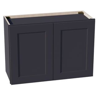 HE - W3021: Ebony Black Shaker 30"W x 21"H 2 Doors Standard Wall Bridge Cabinet - homecabinets