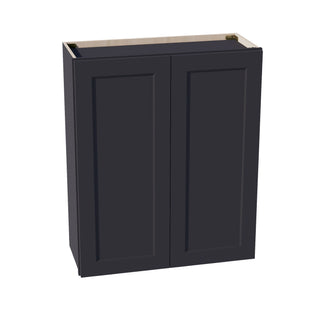 HE - W3036: Ebony Black Shaker 30"W x 36"H 2 Doors & 2 Shelves Standard Wall Cabinet - homecabinets