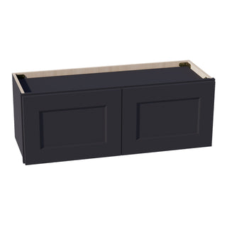 HE - W3312: Ebony Black Shaker 33"W x 12"H 2 Doors Standard Wall Bridge Cabinet - homecabinets