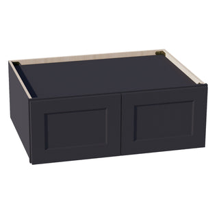 HE - W331224: Ebony Black Shaker 33"W x 12"H x 24"D 2 Doors Standard Bridge Wall Cabinet - homecabinets