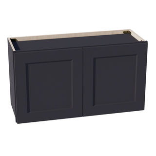 HE - W3318: Ebony Black Shaker 33"W x 18"H 2 Doors Standard Wall Bridge Cabinet - homecabinets
