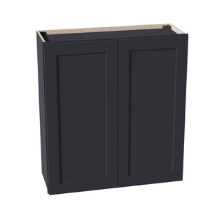 HE - W3336: Ebony Black Shaker 33"W x 36"H 2 Doors & 2 Shelves Standard Wall Cabinet - homecabinets