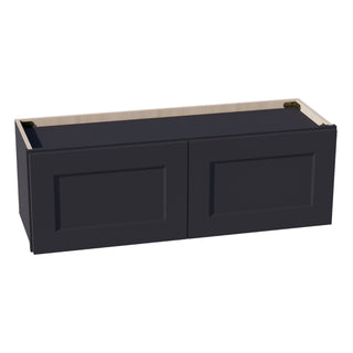 HE - W3612: Ebony Black Shaker 36"W x 12"H 2 Doors Standard Wall Bridge Cabinet - homecabinets