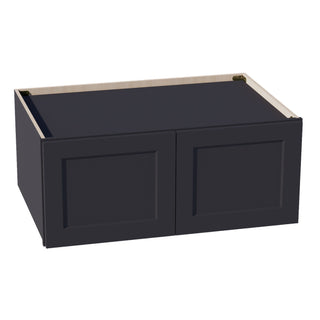 HE - W361524: Ebony Black Shaker 36"W x 15"H x 24"D 2 Doors Standard Bridge Wall Cabinet - homecabinets