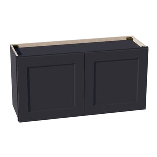 HE - W3618: Ebony Black Shaker 36"W x 18"H 2 Doors Standard Wall Bridge Cabinet - homecabinets