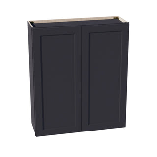 HE - W3642: Ebony Black Shaker 36"W x 42"H 2 Doors & 3 Shelves Standard Wall Cabinet - homecabinets