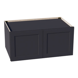 HE - W391824: Ebony Black Shaker 39"W x 18"H x 24"D 2 Doors Standard Bridge Wall Cabinet - homecabinets