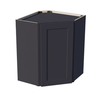 HE - WDC2430: Ebony Black Shaker 24"W x 30"H 1 Door & 2 Shelves Diagonal Wall Corner Cabinet - homecabinets