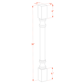 HF - RP336: Frost White Shaker 03"W x 36"H x 03"D Round Roman Pillar - homecabinets