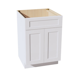 HF - SB24: Frost White Shaker 24" 2 Doors 1 False Drawer Sink Base Cabinet - homecabinets