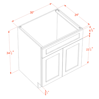 HF - SB30: Frost White Shaker 30" 2 Doors 1 False Drawer Sink Base Cabinet - homecabinets