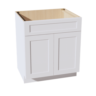 HF - SB30: Frost White Shaker 30" 2 Doors 1 False Drawer Sink Base Cabinet - homecabinets