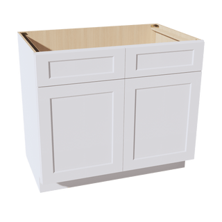 HF - SB39: Frost White Shaker 39" 2 Doors 2 False Drawers Sink Base Cabinet - homecabinets