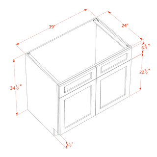 HF - SB39: Frost White Shaker 39" 2 Doors 2 False Drawers Sink Base Cabinet - homecabinets