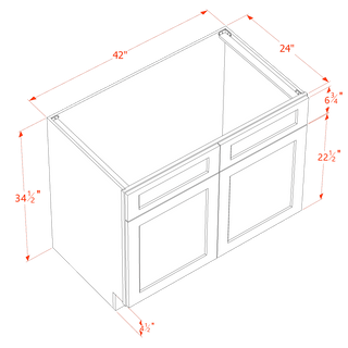 HF - SB42: Frost White Shaker 42" 2 Doors 2 False Drawers Sink Base Cabinet - homecabinets