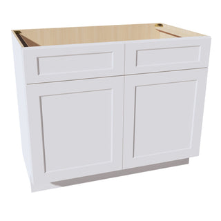 HF - SB42: Frost White Shaker 42" 2 Doors 2 False Drawers Sink Base Cabinet - homecabinets