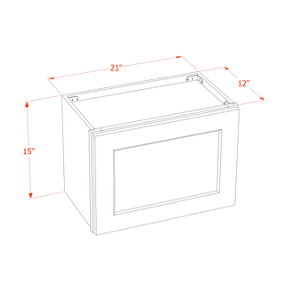 HF - W2115: Frost White Shaker 21"W x 15"H 1 Door Standard Wall Bridge Cabinet - homecabinets