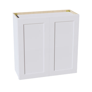 HF - W3030: Frost White Shaker 30"W x 30"H 2 Doors & 2 Shelves Standard Wall Cabinet - homecabinets