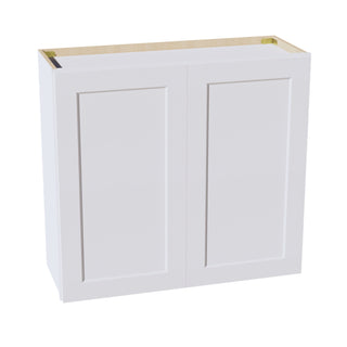 HF - W3330: Frost White Shaker 33"W x 30"H 2 Doors & 2 Shelves Standard Wall Cabinet - homecabinets