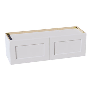 HF - W3912: Frost White Shaker 39"W x 12"H 2 Doors Standard Wall Bridge Cabinet - homecabinets